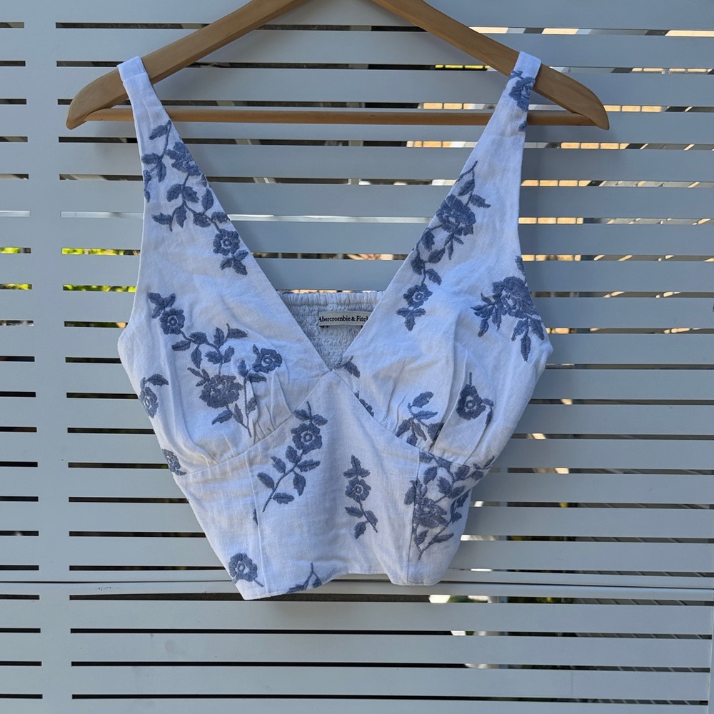 Abercrombie & Fitch Blue Floral Tank Top